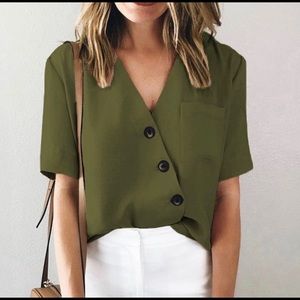 NWOT Button Down Short Sleeve Top